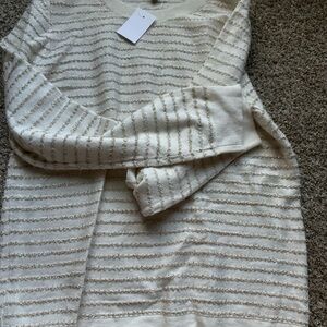 J. Crew Cream Sweater with Metallic Stripe